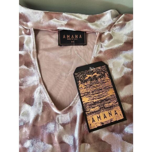 Amana Top Sz 2X Dusty Pink Velour - Picture 6 of 8